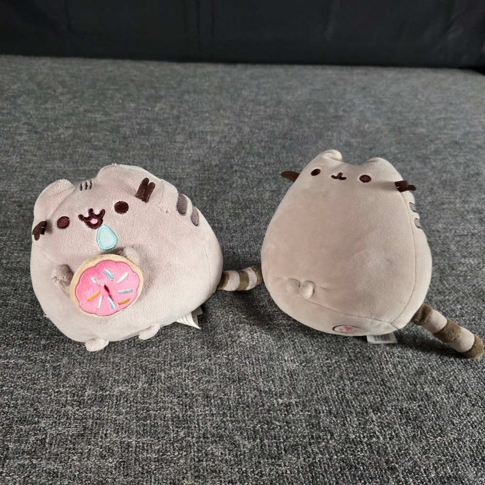 Pusheen Cat Plush Lot of 2 Donut Snack Gray Stuffed Animal 6 inch Gund Kawaii